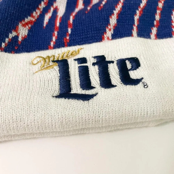 Miller Lite Beer Winter Beanie Hat Toque Pom Pom Acrylic - Picture 15 of 16